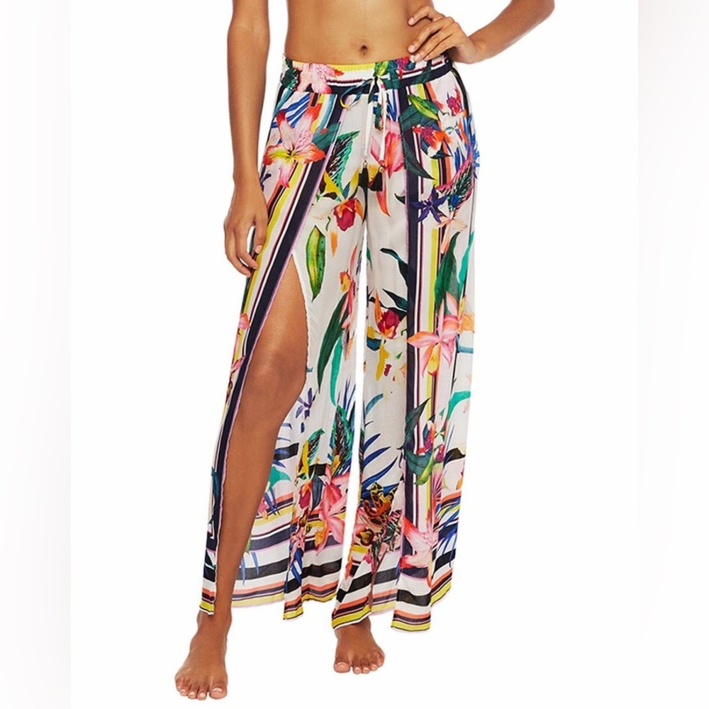Trina Turk Treasure Cove Swim Cover Up Fly Away Pants Tropical Floral Print XS